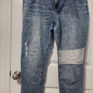 GAP Distressed Blue Boyfriend Jeans with Striped Patch